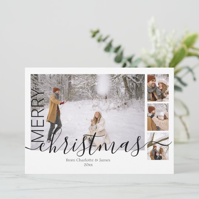4 Photo Template Simple Modern Merry Christmas (Standing Front)