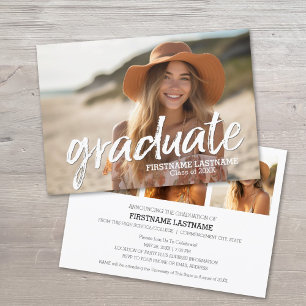 4 Photo Trendy Grad Script Graduation Party Invitation