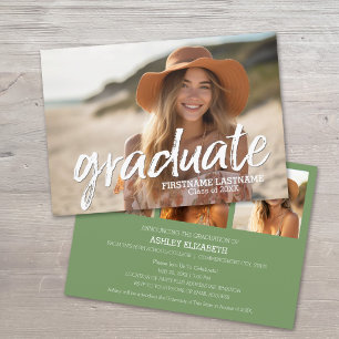 4 Photo Trendy - Green Graduation Party Invitation