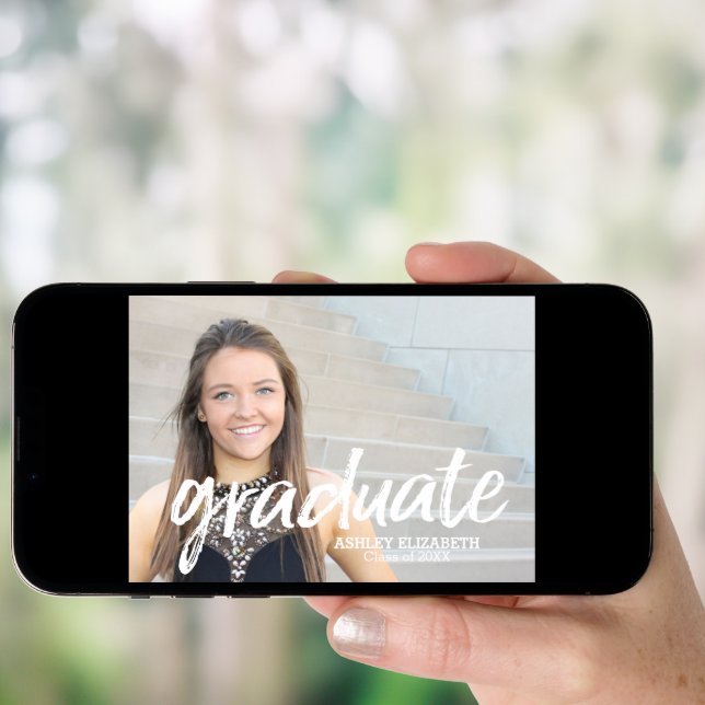 4 Photo Trendy Modern Graduation Party Invitation (Front Digital)