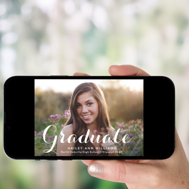 4 Photo Trendy Pink Chic Graduation Party Invitation (Front Digital)