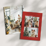 4 Photo Typewriter Red Minimalist Merry Christmas Holiday Card<br><div class="desc">Minimalist 4 Photo ( 3 photo collage on front,  1 photo on back) Typewriter Typography Merry Christmas Holiday Card in Festive Red</div>