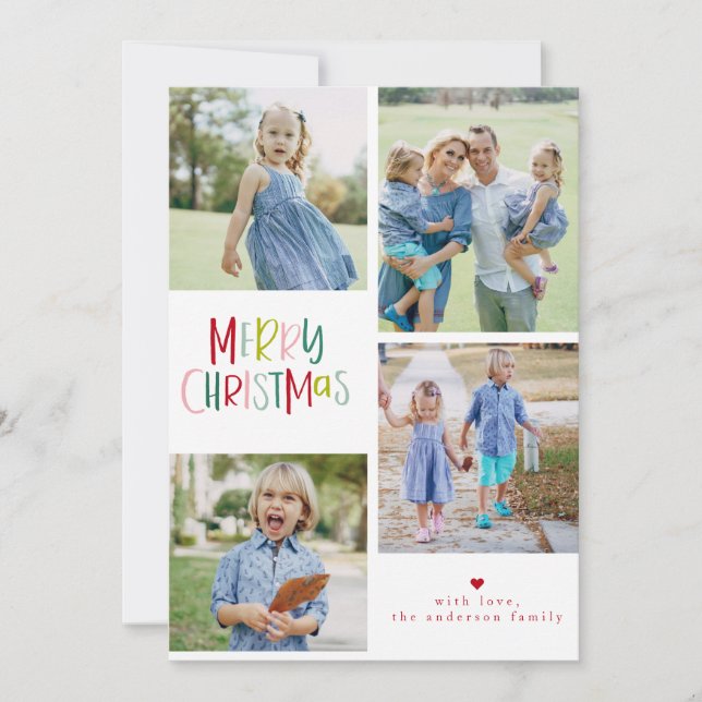 4 Photo Typography Holiday Card (Front)