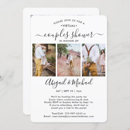 4 Photo Virtual Couples Bridal Shower by Mail Invitation