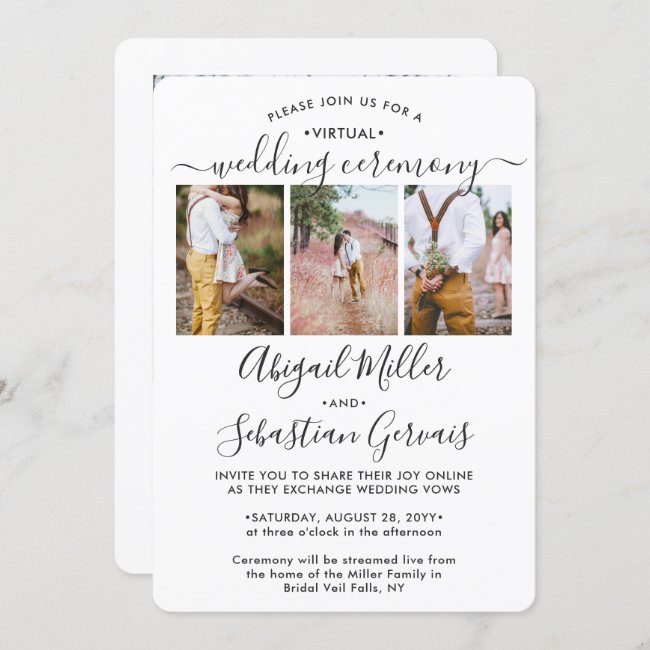 4 Photo Virtual Wedding Livestream Long Distance Invitation