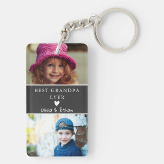 4 Photo We Love You Best Grandpa Ever Gray Keychain
