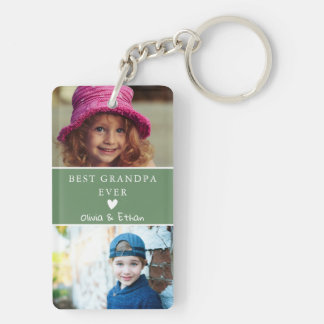 4 Photo We Love You Best Grandpa Ever Green Keychain