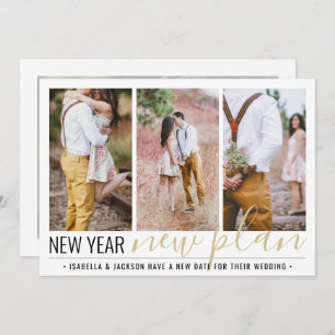 4 Photo Wedding Change of Plans New Years Holiday Save The Date