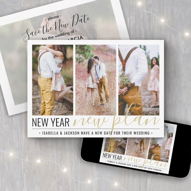 4 Photo Wedding Change of Plans New Years Holiday Save The Date (Creator Uploaded)