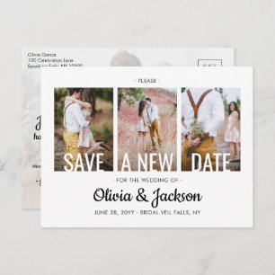 4 Photo Wedding Change the Date Postponed Plans Announcement Postcard