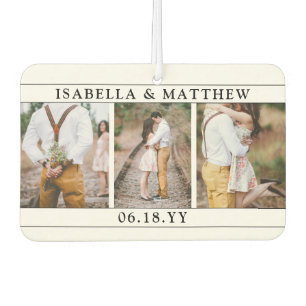 4 Photo Wedding Collage Modern Black & White Heart Air Freshener