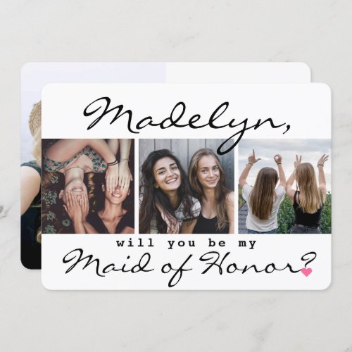 4 Photo Will You Be My Maid of Honor Proposal Invitation