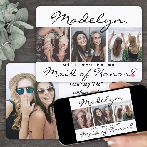 4 Photo Will You Be My Maid of Honor Proposal Invitation