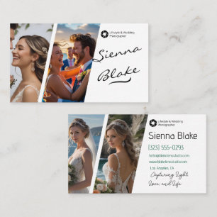 4 Photographs Modern Elegant Wedding Photographer Business Card