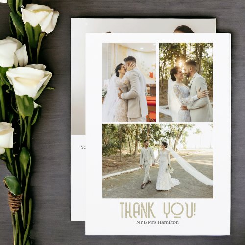 4 Photographs Personalized Wedding Thank You Card