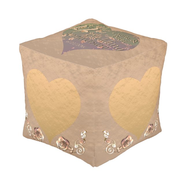 4 Photos 22nd Wedding Anniversary Coppery Plum Pou Pouf (Angled Front)