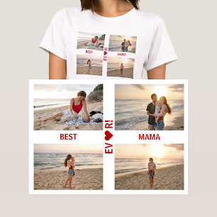 4 Photos Best Mama Ever Heart Photo Collage Mom T-Shirt