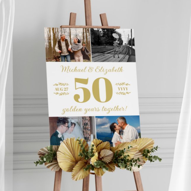 4 Photos Big Number Gold 50th Wedding Anniversary Foam Board (Creator Uploaded)