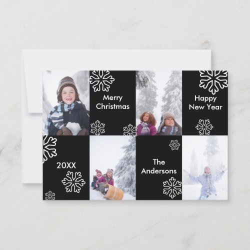 4 Photos Black Background Snow _ 3x5Christmas Card