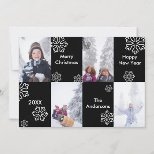 4 Photos Black Background Snow - Christmas Card