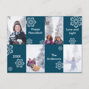 4 Photos Blue Dots - Hanukkah Postcard