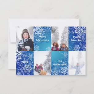 4 Photos Blue Snow Background - 3x5 Christmas Card