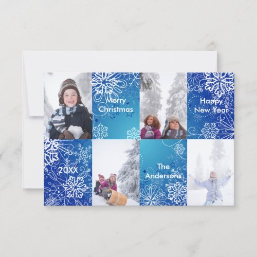 4 Photos Blue Snow Background _ 3x5 Christmas Card