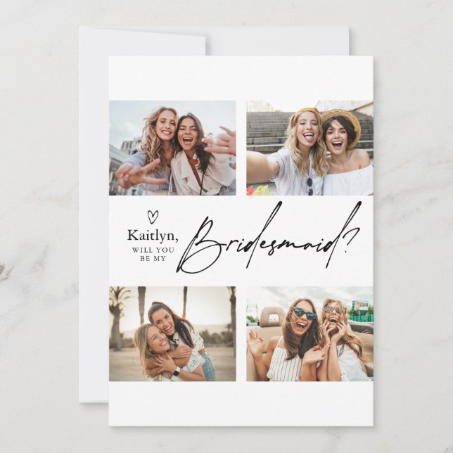 4 Photos Bridesmaid Proposal Card Template (Front)