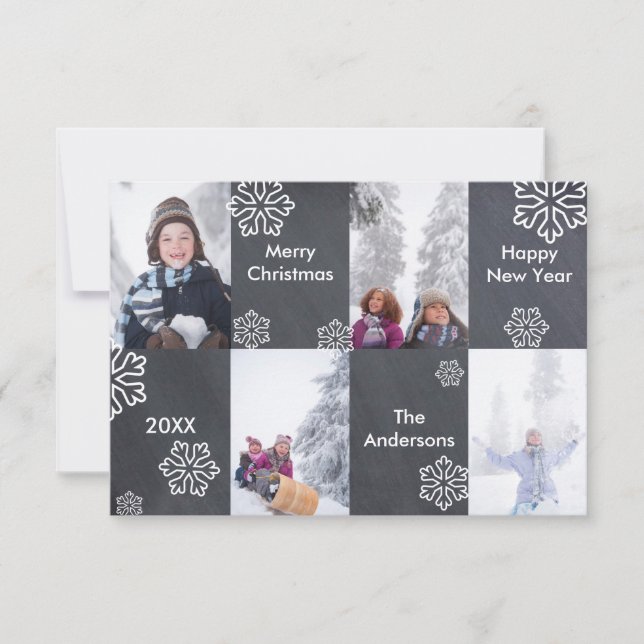 4 Photos Chalkboard Background - 3x5Christmas Card (Front)