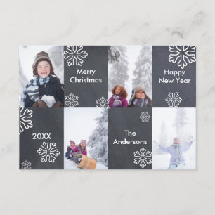 4 Photos Chalkboard Background - 3x5Christmas Card