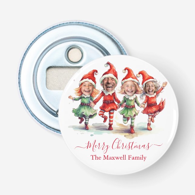 4 Photos Christmas elves  Bottle Opener (Front)
