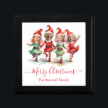 4 Photos Christmas elves Gift Box<br><div class="desc">Cute dancing Christmas elves gift box 4 photos. Personalize with photos and family name.</div>