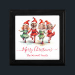 4 Photos Christmas elves Gift Box<br><div class="desc">Cute dancing Christmas elves gift box 4 photos. Personalize with photos and family name.</div>