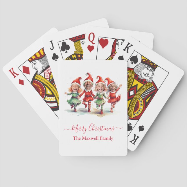4 Photos Christmas elves  Poker Cards (Back)