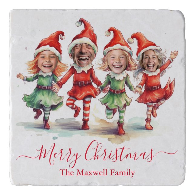 4 Photos Christmas elves  Trivet (Front)