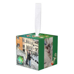 4 Photos Christmas Photo Cube Ornament