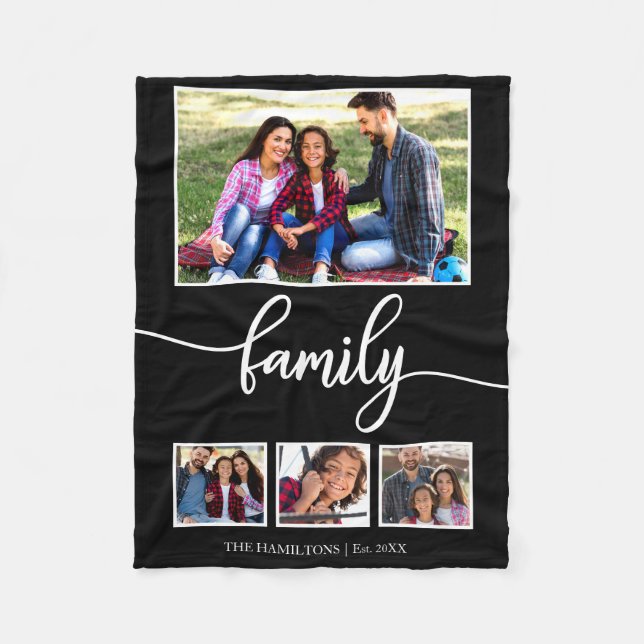 4 Photos Collage Family Home Decor Fleece Blanket (Front)