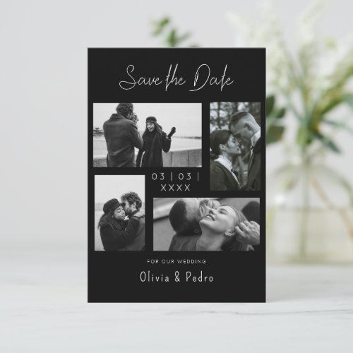 4 Photos Modern Collage Wedding  Save The Date
