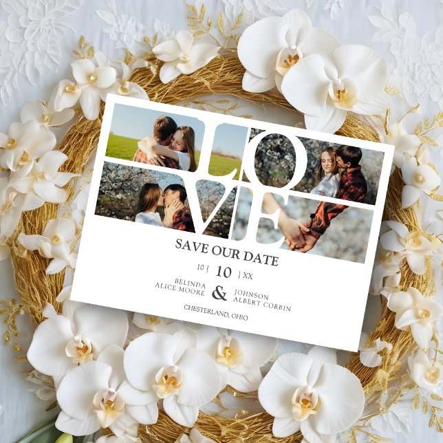 4 Photos White Chic Trendy Collage Wedding Covid19 (4 Photos White Chic Trendy Collage Wedding Covid19 Save the Date. )