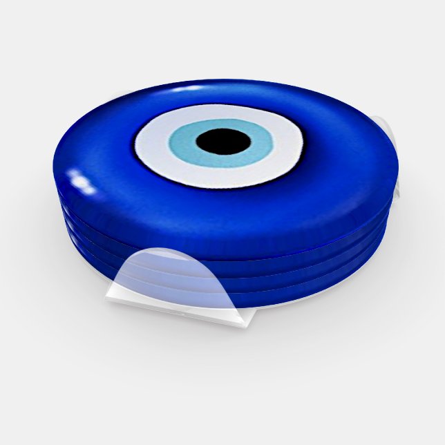 4 piece acrylic evil eye print coaster set (Set)