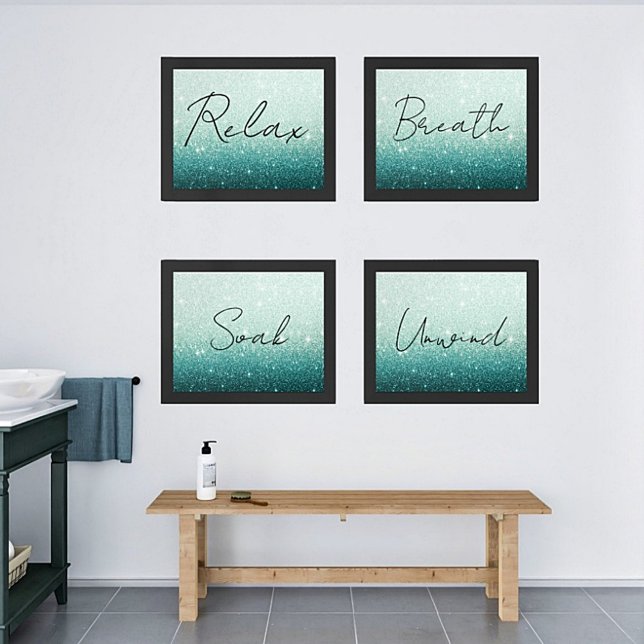 4 Pieces Bathroom Decor Relax Soak Unwind Breath Wall Art Sets (Creator Uploaded)