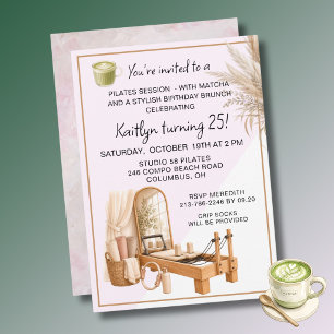 4 Pilates & Matcha (any age) 30th Birthday Event Invitation