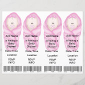 4 Pink Baby Shower Invitations - Bookmark Favors (Front)