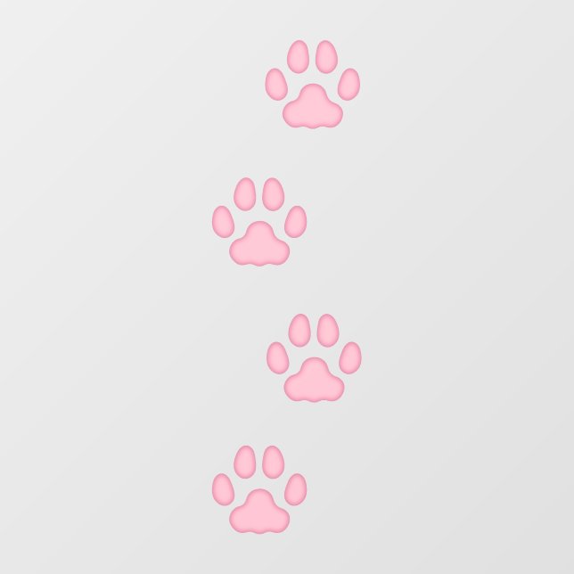 4 Pink Large Cat Paw Prints Animal Tracks Floor Decals (Front)
