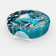 4 pk 3D Look Winter Forest River Acrylic