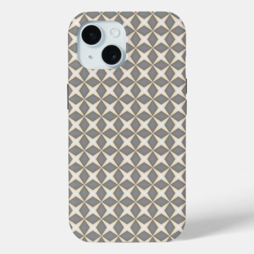 4 Point Star Pattern in Grey and Gold Tones iPhone 15 Case