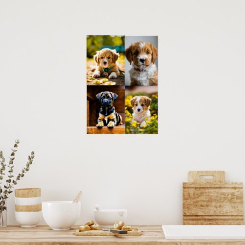 4 Puppies Print Value Poster Paper Matte