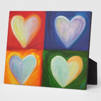 4 Rainbow Love Hearts Art Print Plaques