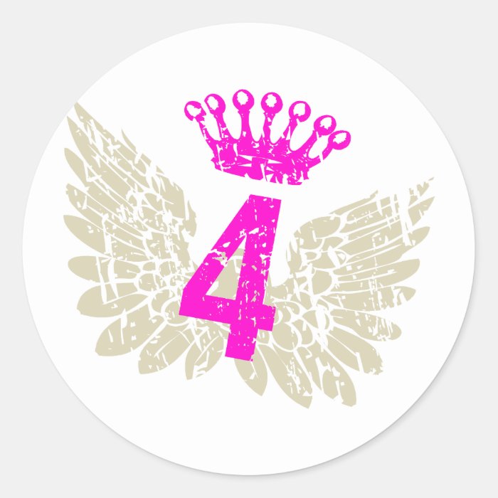 #4 Raspberry Wings Round Stickers