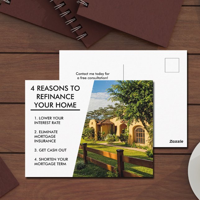 4 Reasons to Refinance Mortgage Company Postcard (Creator Uploaded)